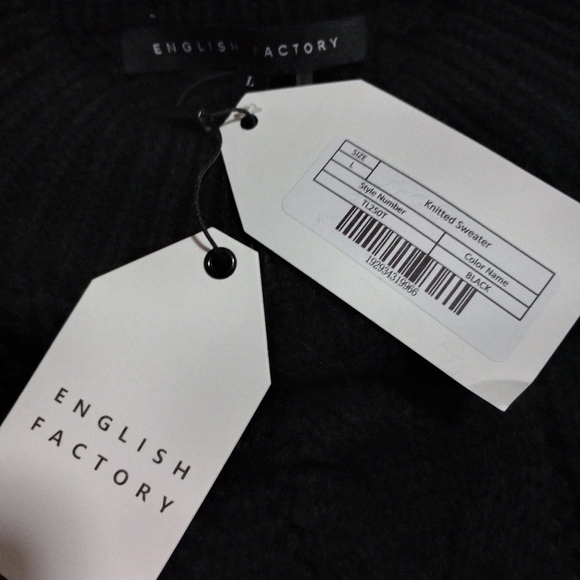 NWT English Factory Knitted Cropped Sweater Black Ladies Large NEW WITH TAGS - Picture 3 of 8